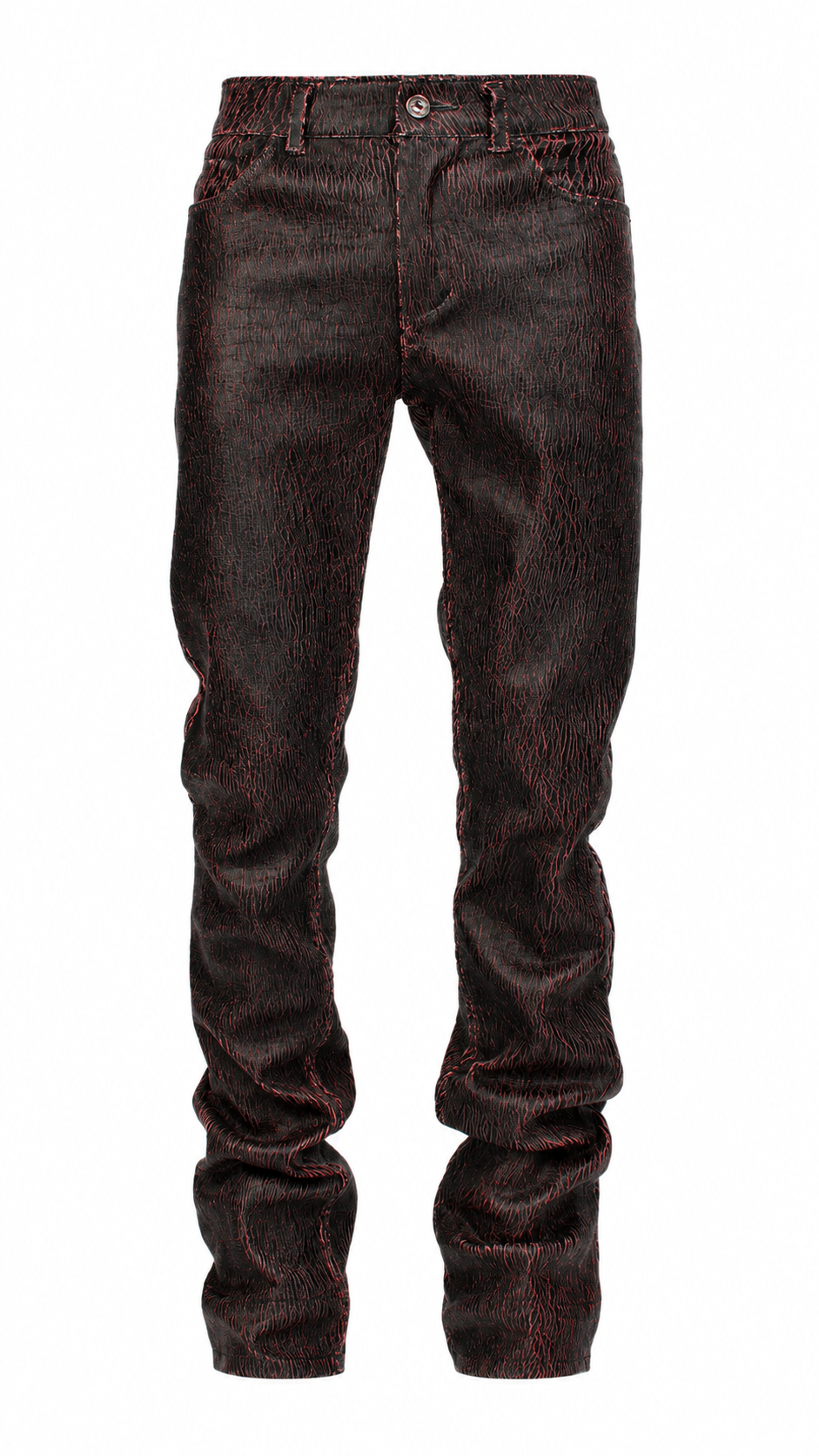Red Cracked Leather Pants