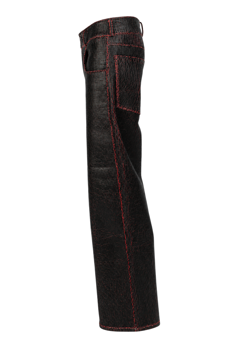 Red Cracked Leather Pants (wide)