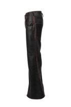 Red Cracked Leather Pants (Flared Fit)