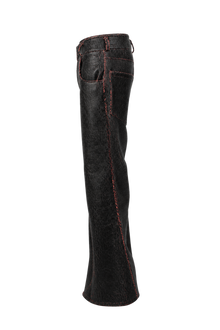 Red Cracked Leather Pants (Flared Fit)