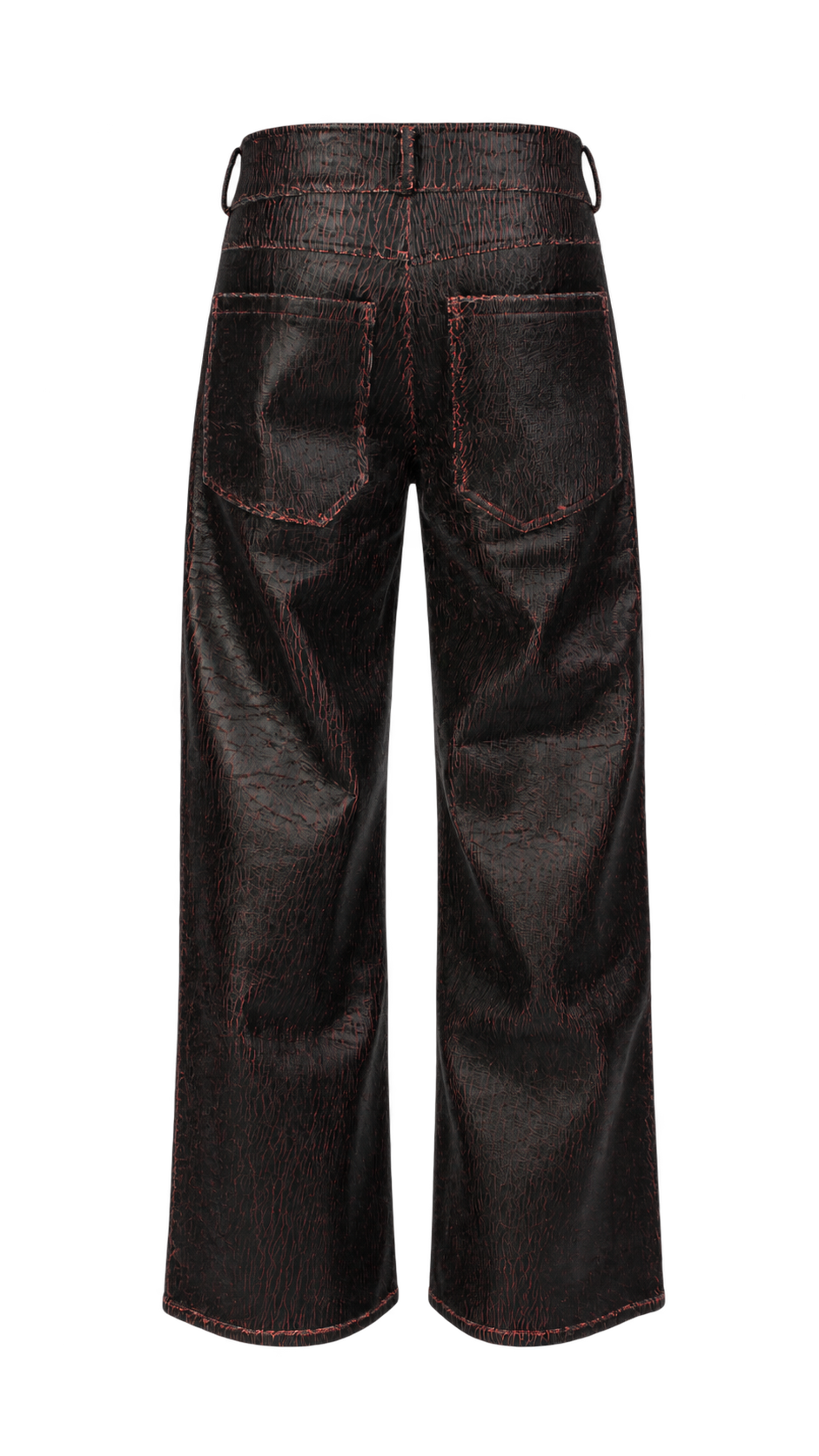 Red Cracked Leather Pants (wide)