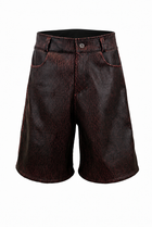 Red Cracked Leather Shorts
