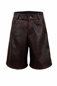 Red Cracked Leather Shorts