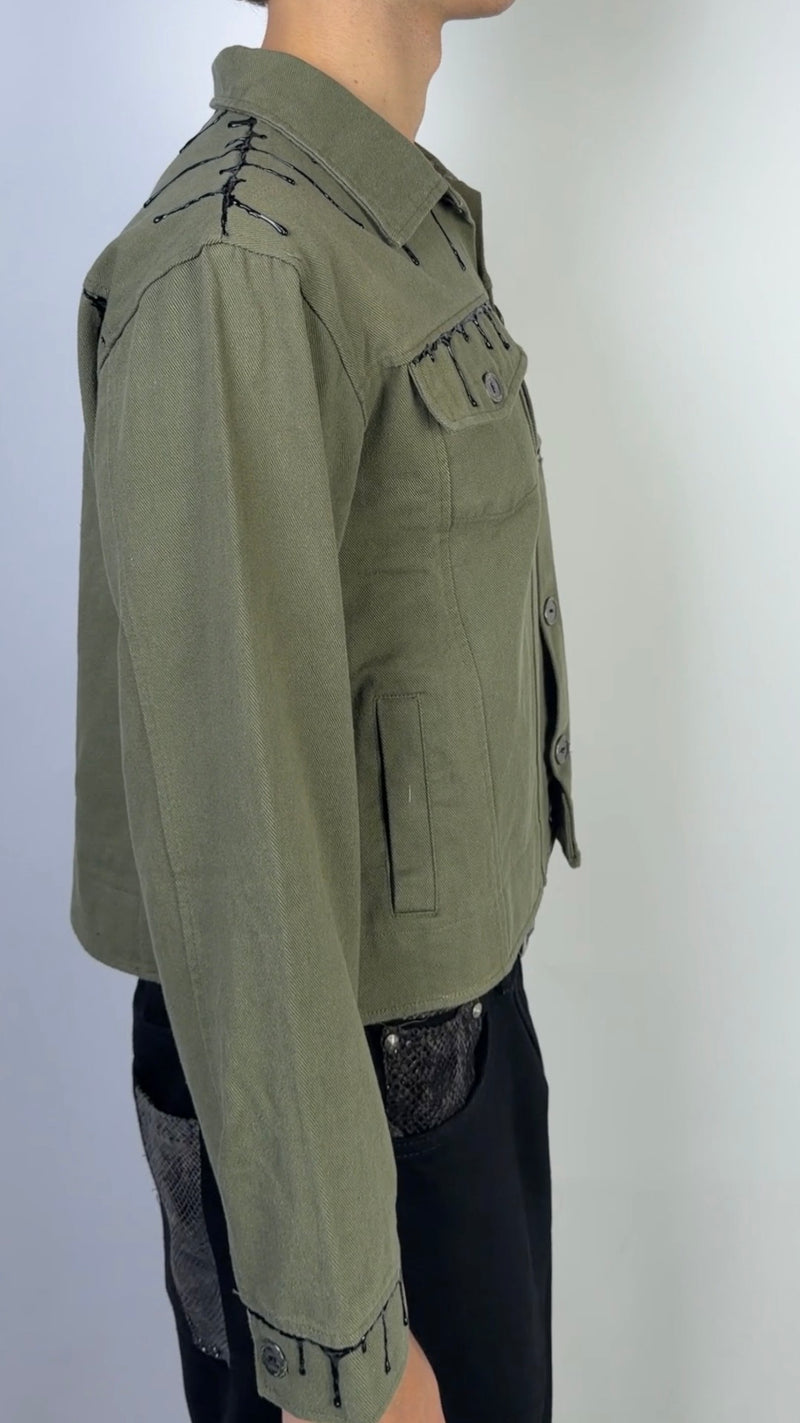 Bleeding Seams Jacket Olive Sample