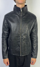 Crocodile Embossed Leather Jacket Sample