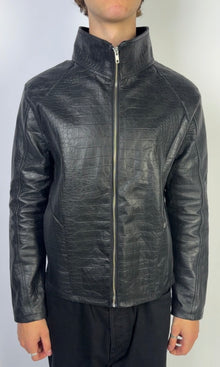 Crocodile Embossed Leather Jacket Sample