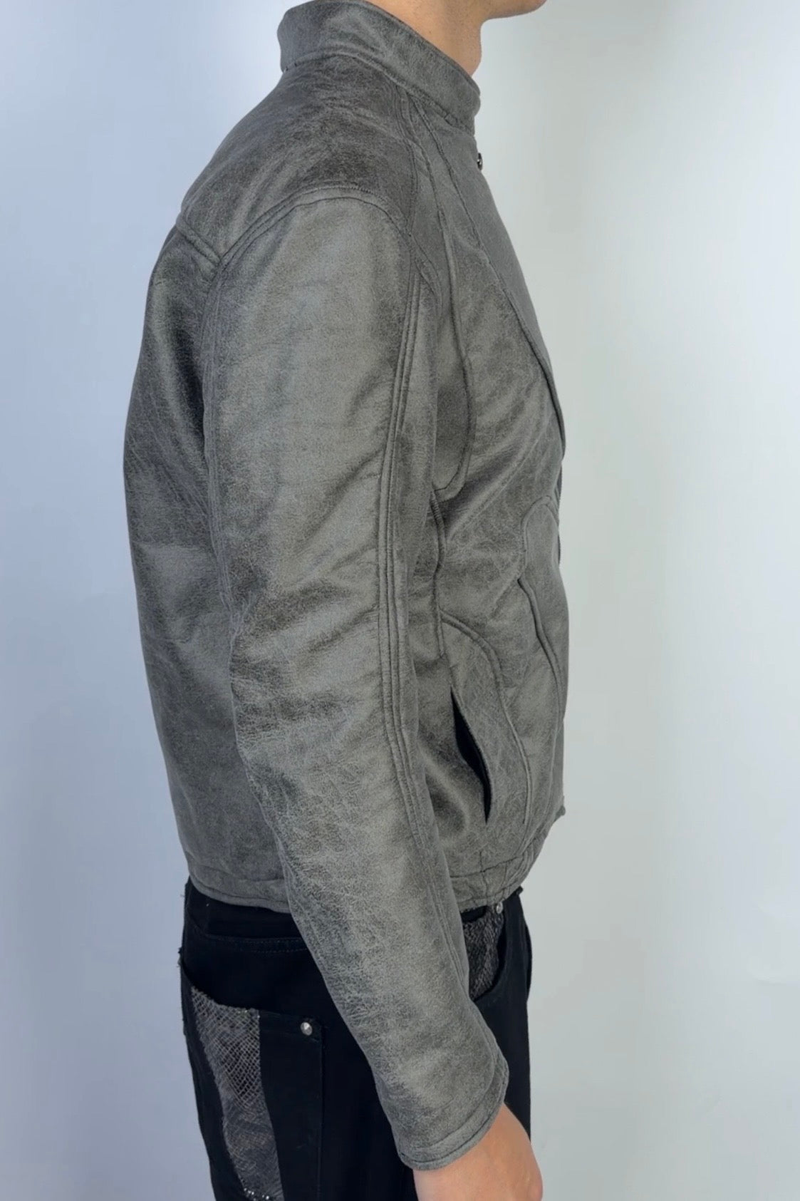 Flame Leather Jacket Gray Sample