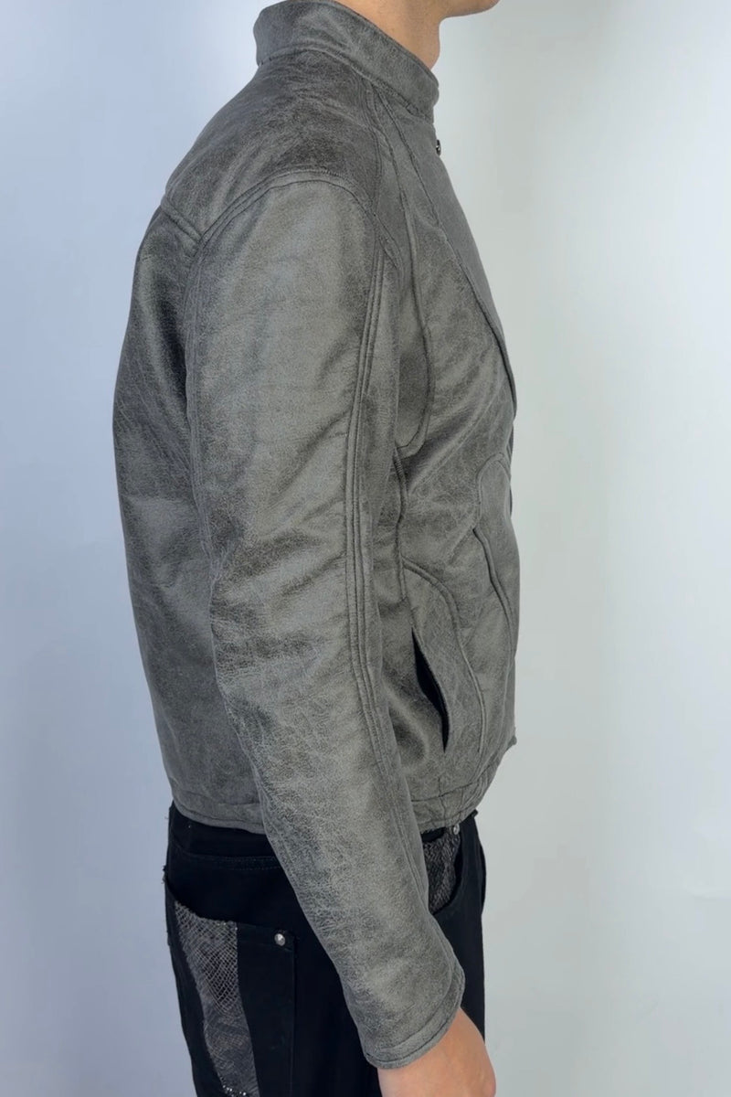 Flame Leather Jacket Gray Sample