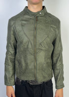 Flame Leather Jacket Green Sample