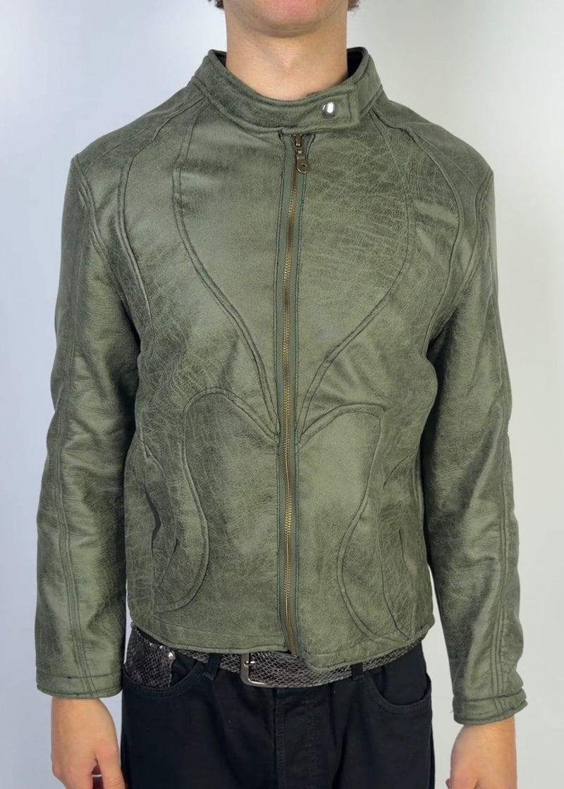 Flame Leather Jacket Green Sample