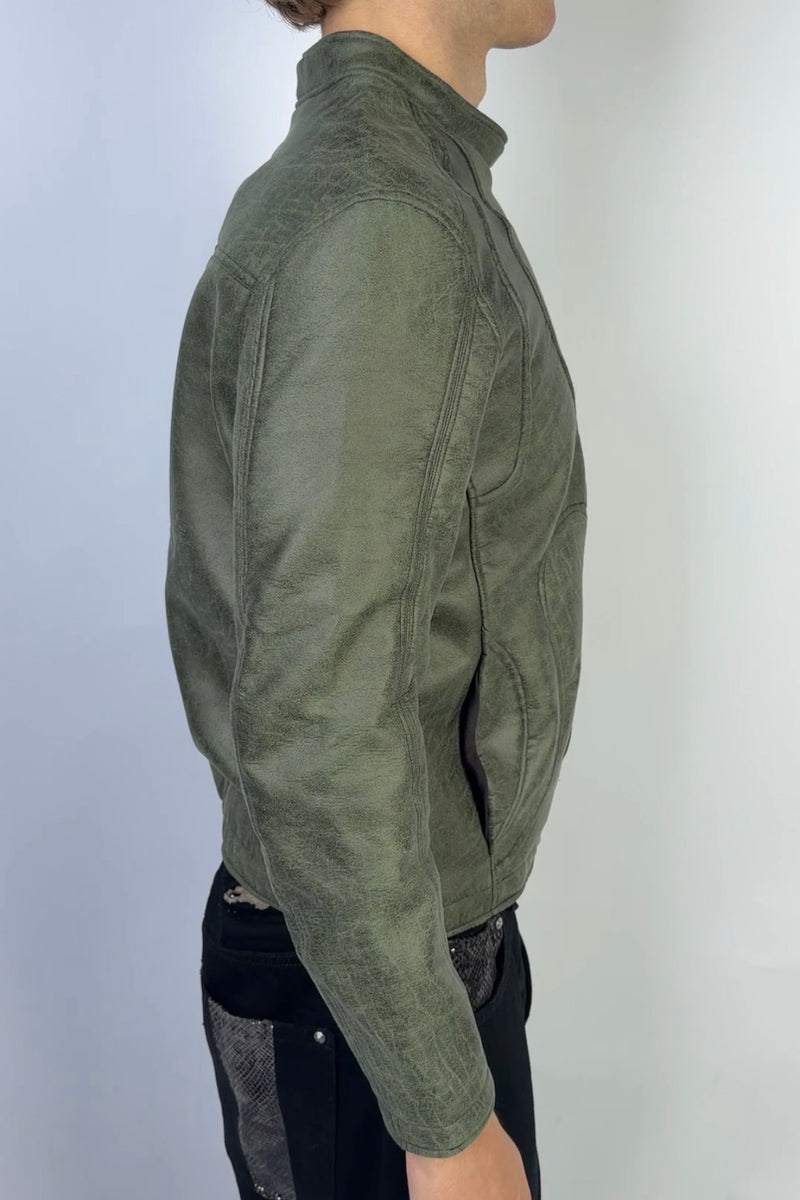 Flame Leather Jacket Green Sample