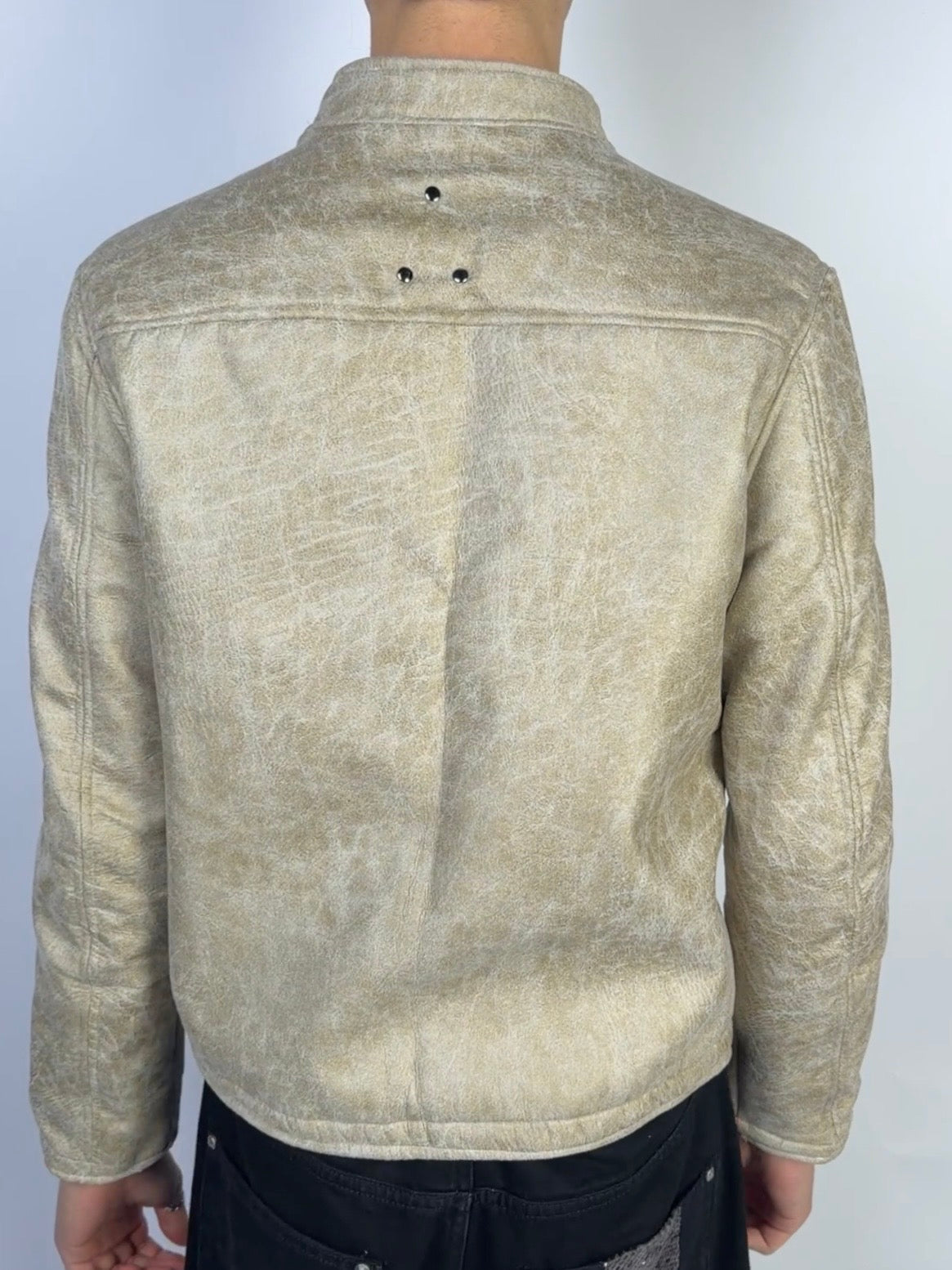 Flame Leather Jacket Sand Sample