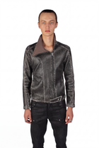 Oblique Cracked Leather Jacket