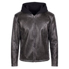 Hooded Cracked Leather Jacket