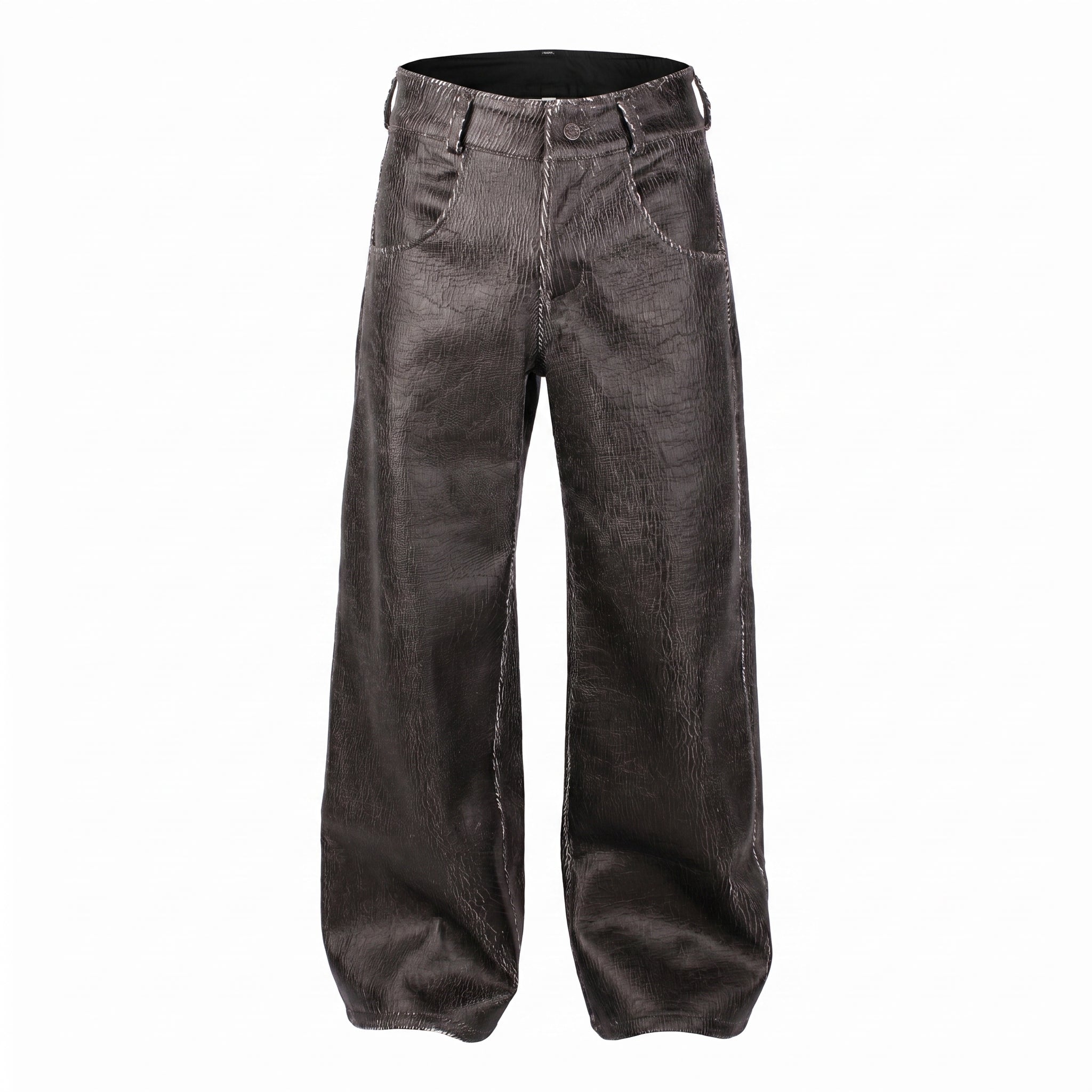 Cracked Leather Baggy Pants