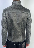 Magnetic Cracked Leather Jacket Sample