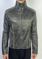 Magnetic Cracked Leather Jacket Sample