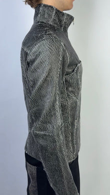 Magnetic Cracked Leather Jacket Sample
