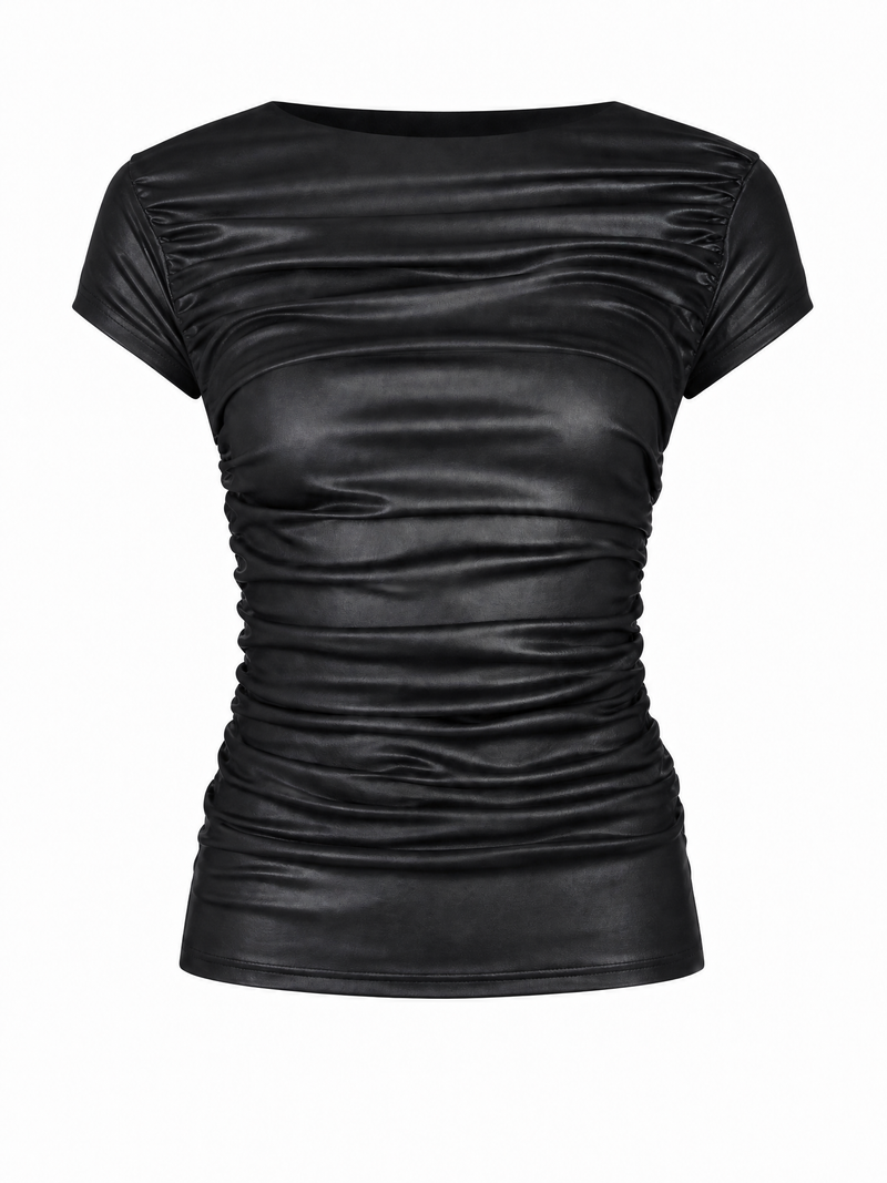 Drape Leather Tee