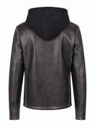 Hooded Cracked Leather Jacket