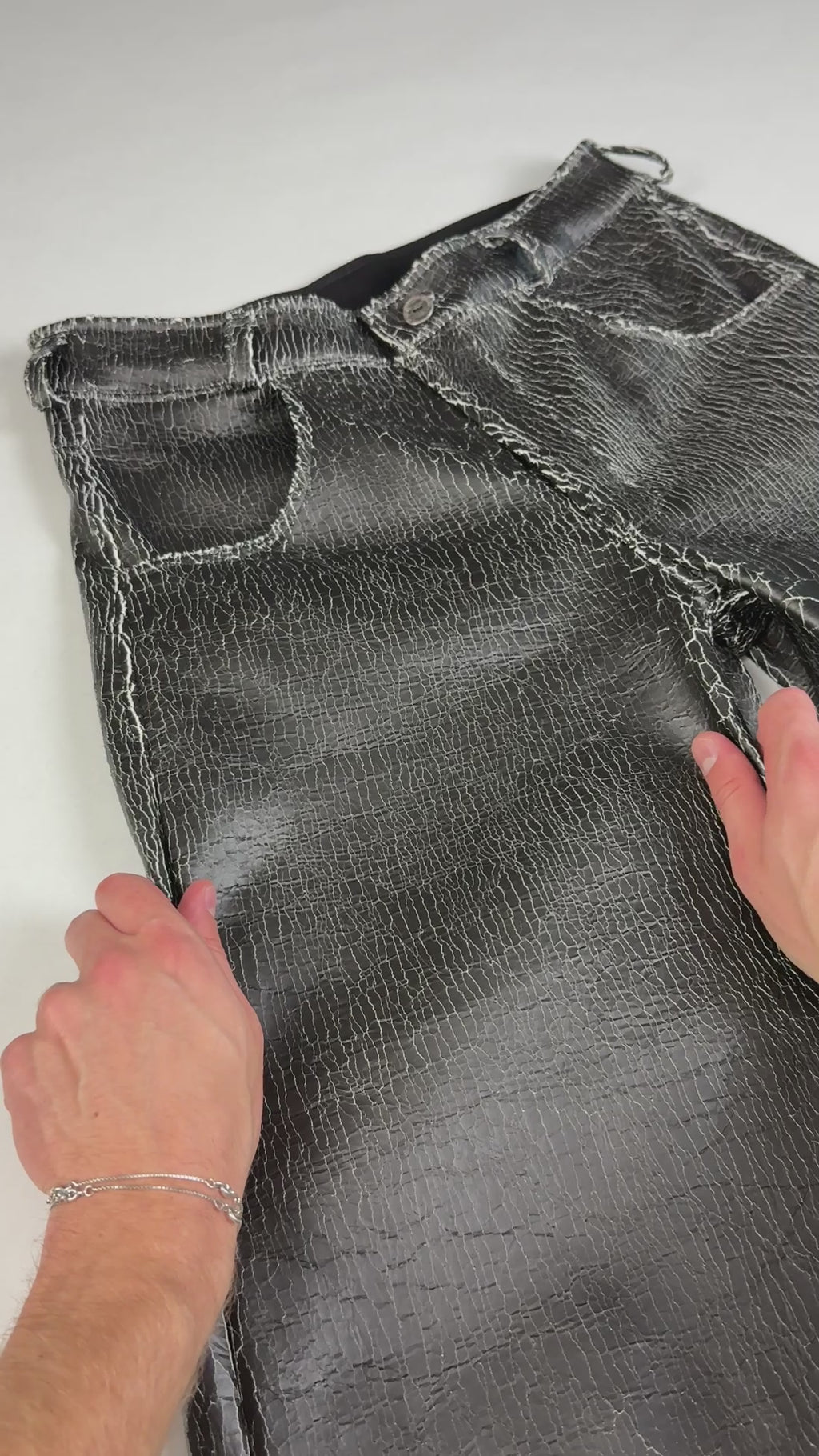 cracked leather pants